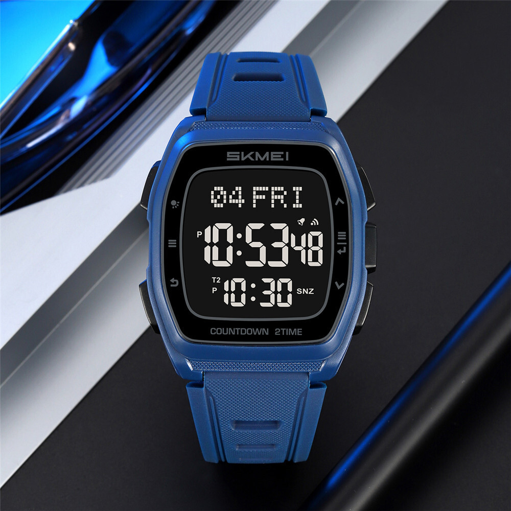 SKMEI Men Rectangle Watch Digital Electronic Wristwatch Students Boy Sport Watch