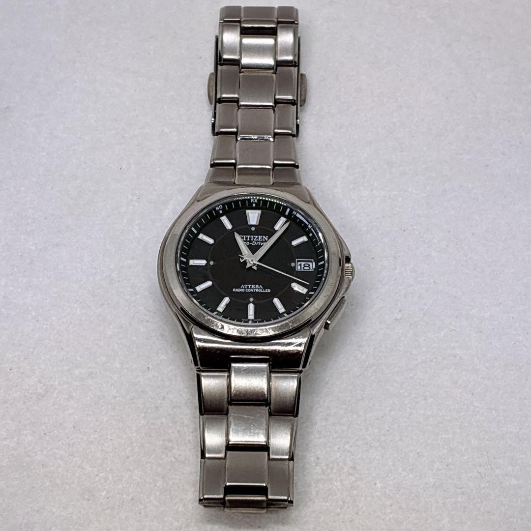 Citizen Attesa Eco-Drive Radio Controlled Black Dial Titanium Watch Japan
