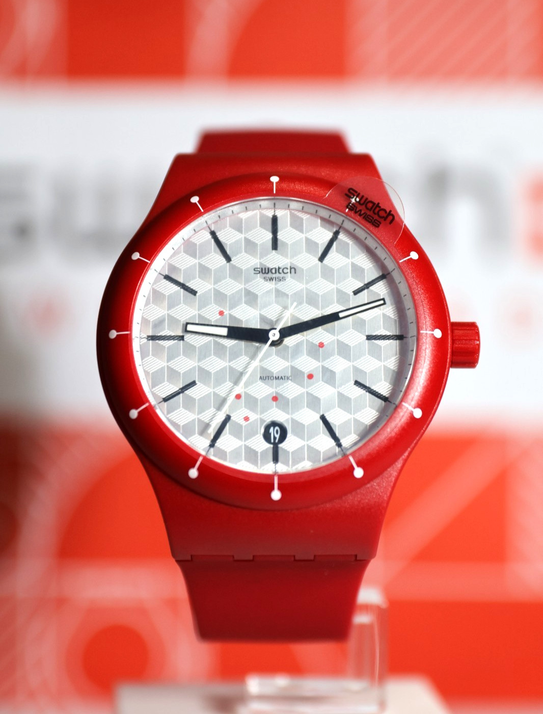 Limited Swiss Made Swatch Automatic Sistem 51 SISTEM CORRIDA Red Polka Dot 42MM