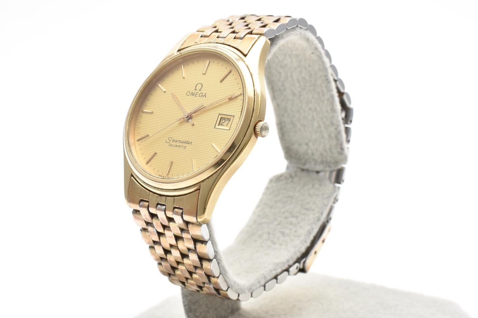 Paper!!Vintage!!【EXC+5】OMEGA Seamaster Cal.1430 Quartz Gold Dial Date 33mm Men