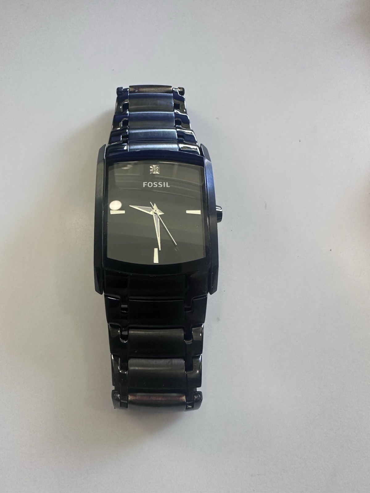 Fossil FS4159 Men’s Black Stainless Steel Rectangle Watch – Dead Battery