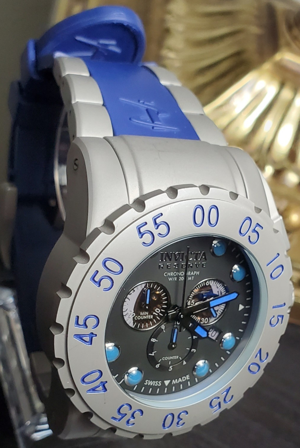 INVICTA RESERVE DIVER LEVIATHAN 0800 STAINLESS 200M 52mm MEN’S WATCH GRAY BLUE