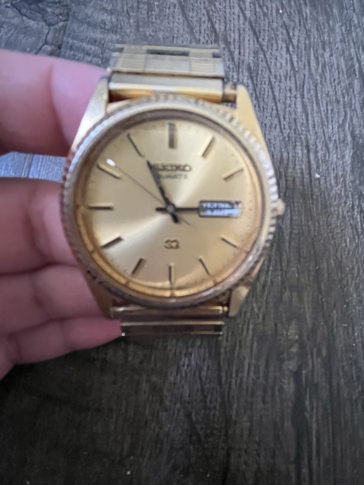 Vintage Seiko Watch Men 35mm Gold Tone Day Date 7N43-8A39