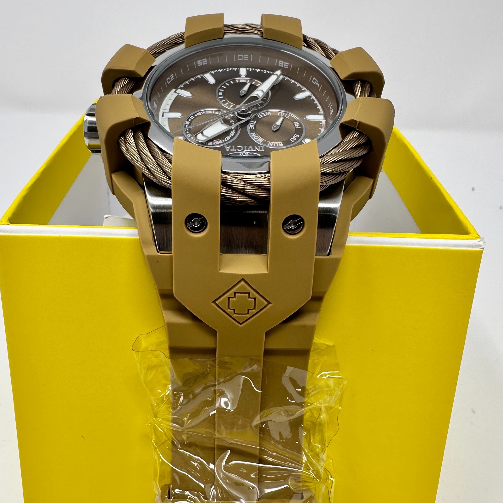 Invicta Bolt Shock 50 mm Quartz Watch Khaki Silicone Strap 47838 New