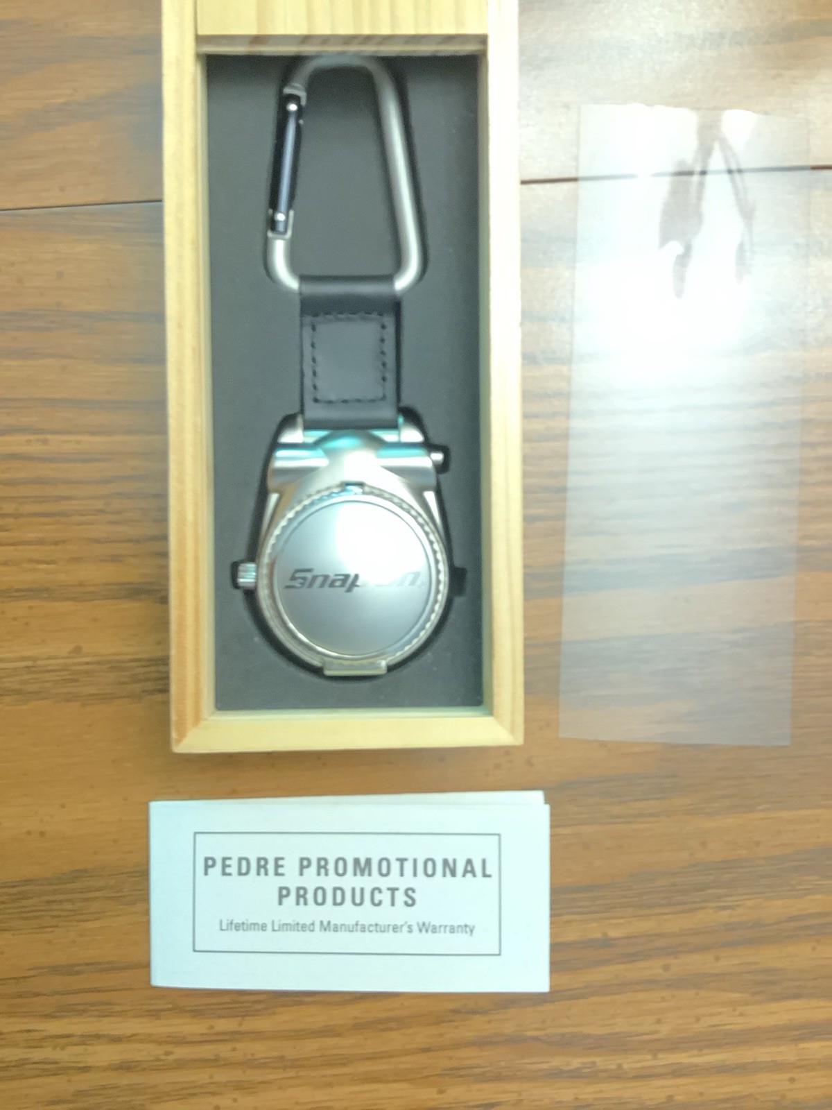 NIB Snap-on Carabiner Quartz Pocket Watch in Wood Box