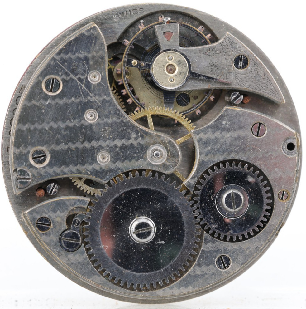 SWISS POCKET WATCH MOVEMENT, 39.3mm, GOOD BALANCE, FOR REPAIR (KM)