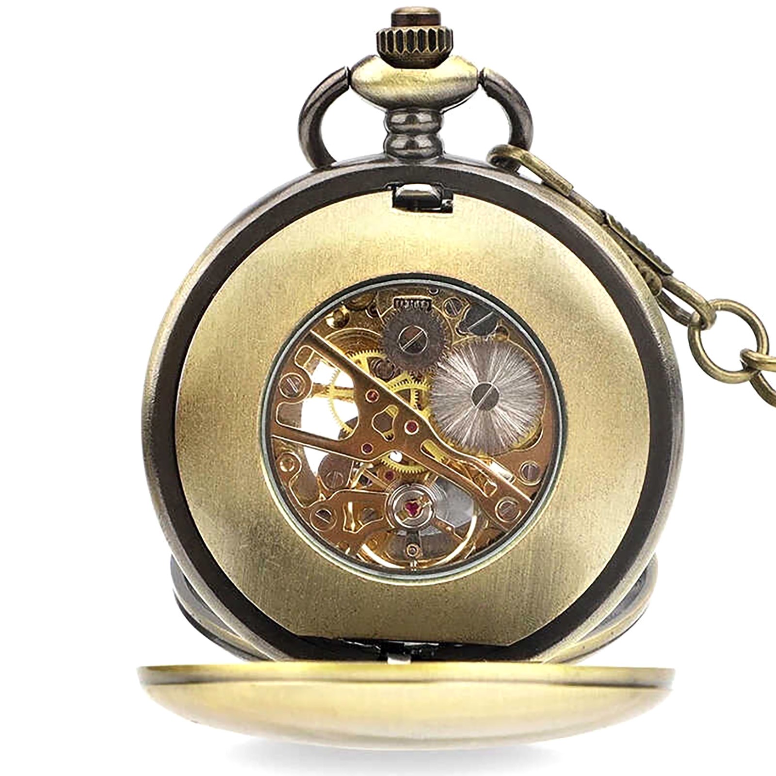 Hook Buckle Clasp Round Dial Shape Men’s Mechanical Retro Pocket Watch