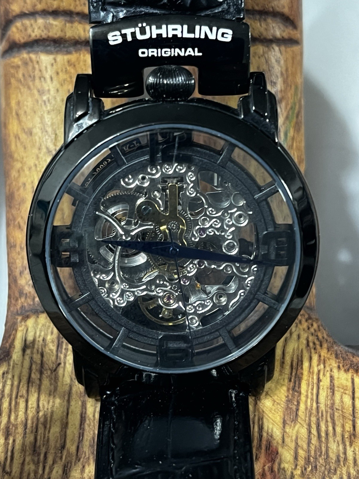 STUHRLING Original Automatic ST-90089 Skeleton Watch, Leather Band