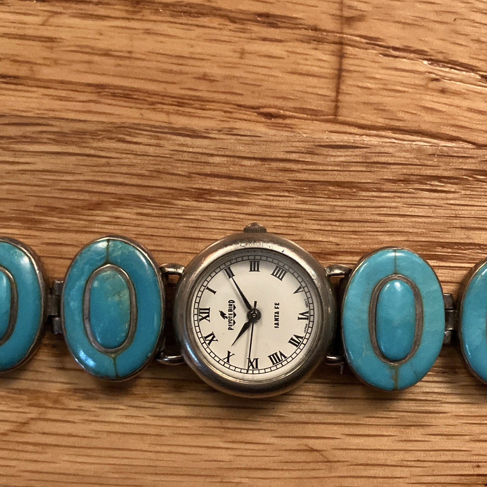 PeyoteBird Santa Fe Women’s Roman Numerals Turquoise Link Bracelet Watch