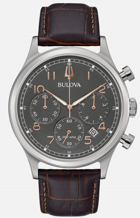 New Bulova Precisionist Chronograph Quartz Grey Dial Men’s Watch 96b356