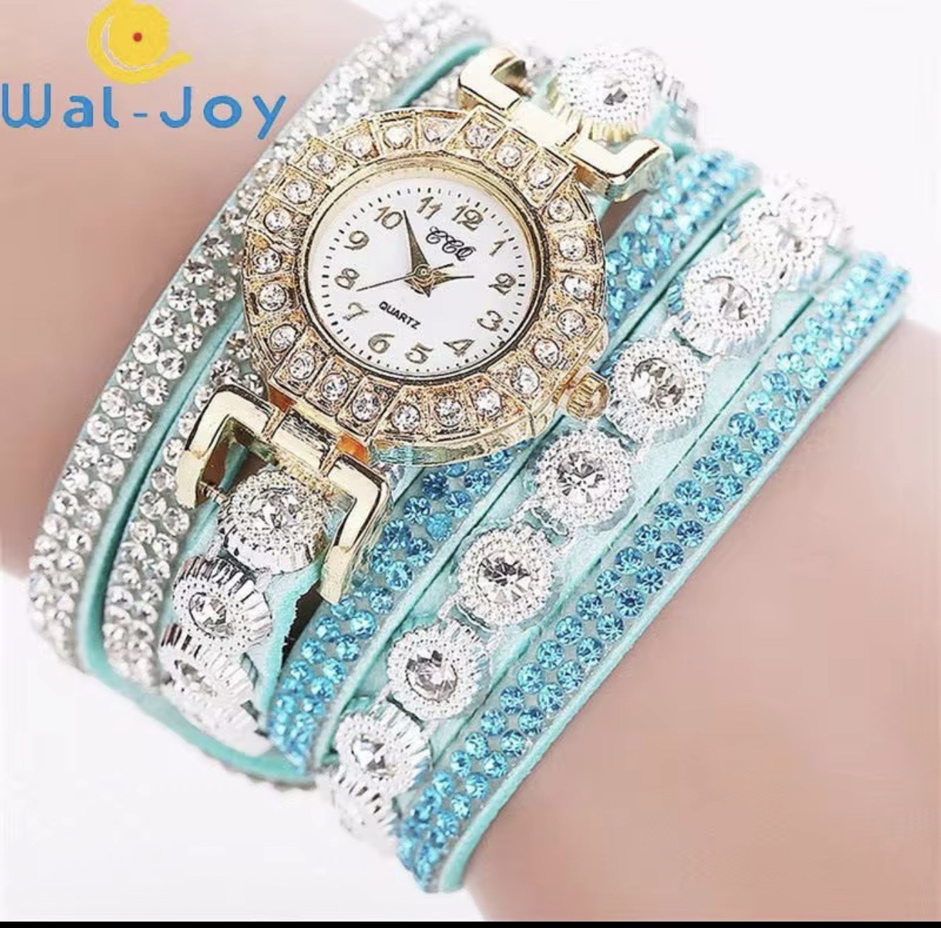 Wal-Joy Women’s Quartz Rhinestone Wrap Bracelet Watch Analog 12-Hour Dial