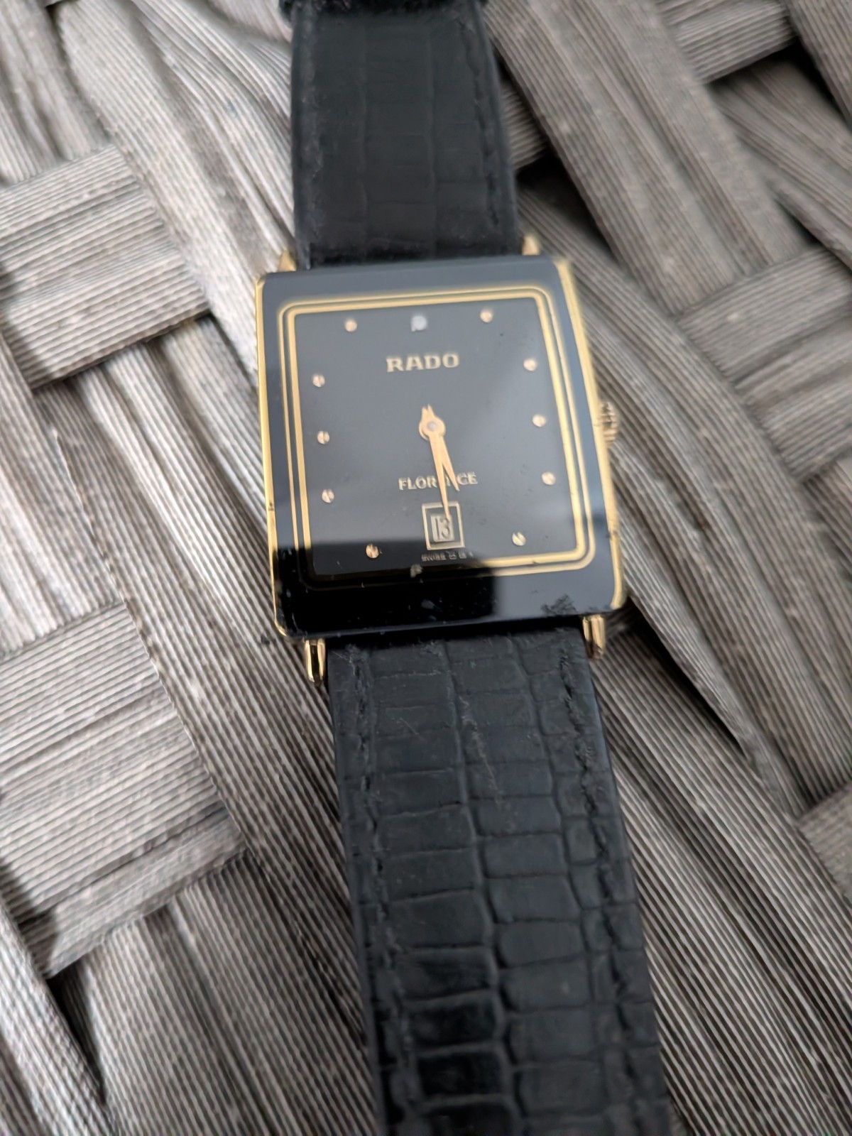 RADO FLORENCE 160.3605.2N Quartz Date Black Dial Watch From JAPAN