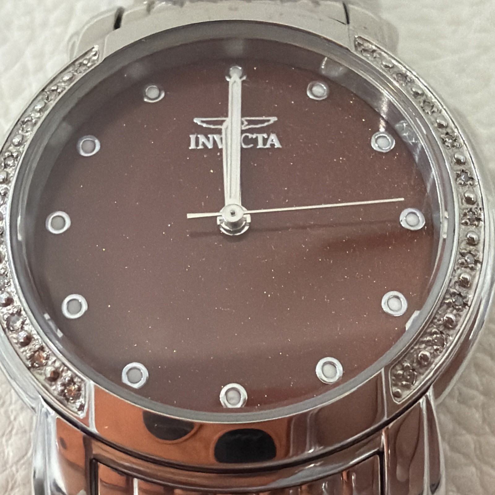 Invicta Silver with Brown Sandstone SWISS Quartz Mvt 46Mm Unisex Watch