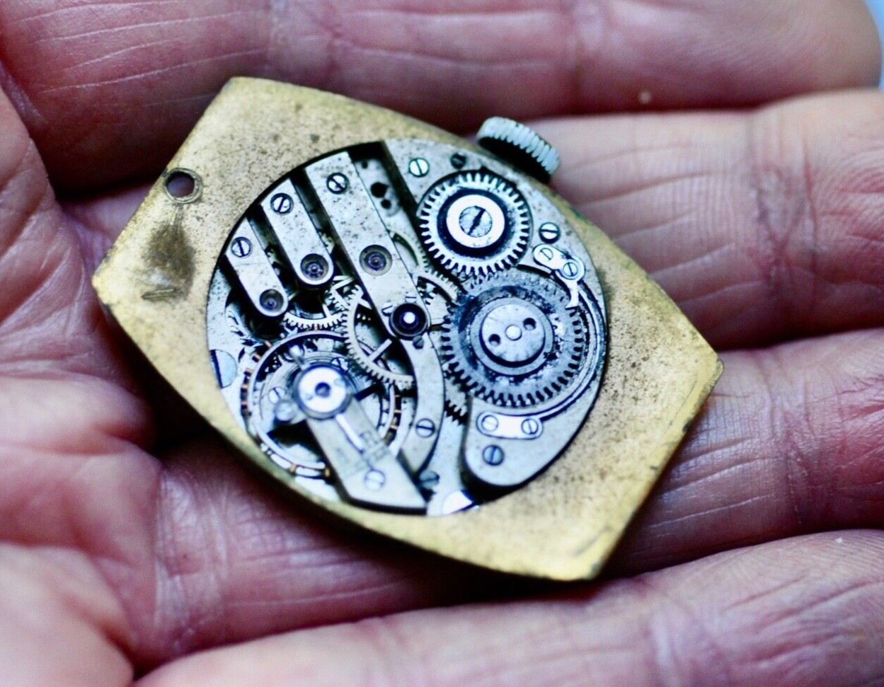 Art Deco era Large Tonneau Shape Wristwatch – Movement Only