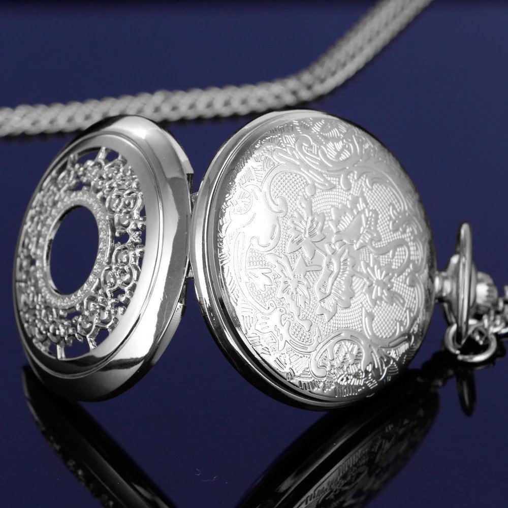 Exquisite Starry Blue Dial Quartz Pocket Watch Roman Numerals Gift USA FREE SHIP