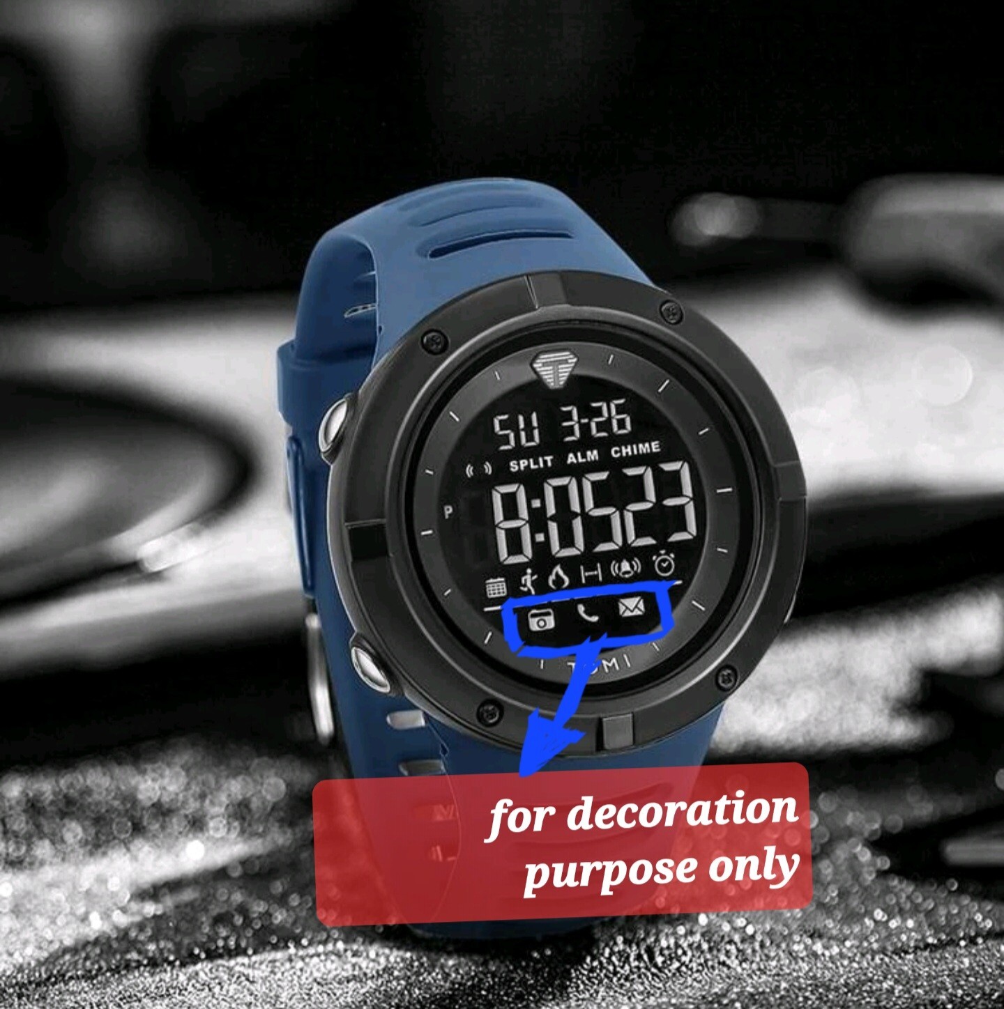Large Blue TOMI mens Digital Watch Tpu Strap