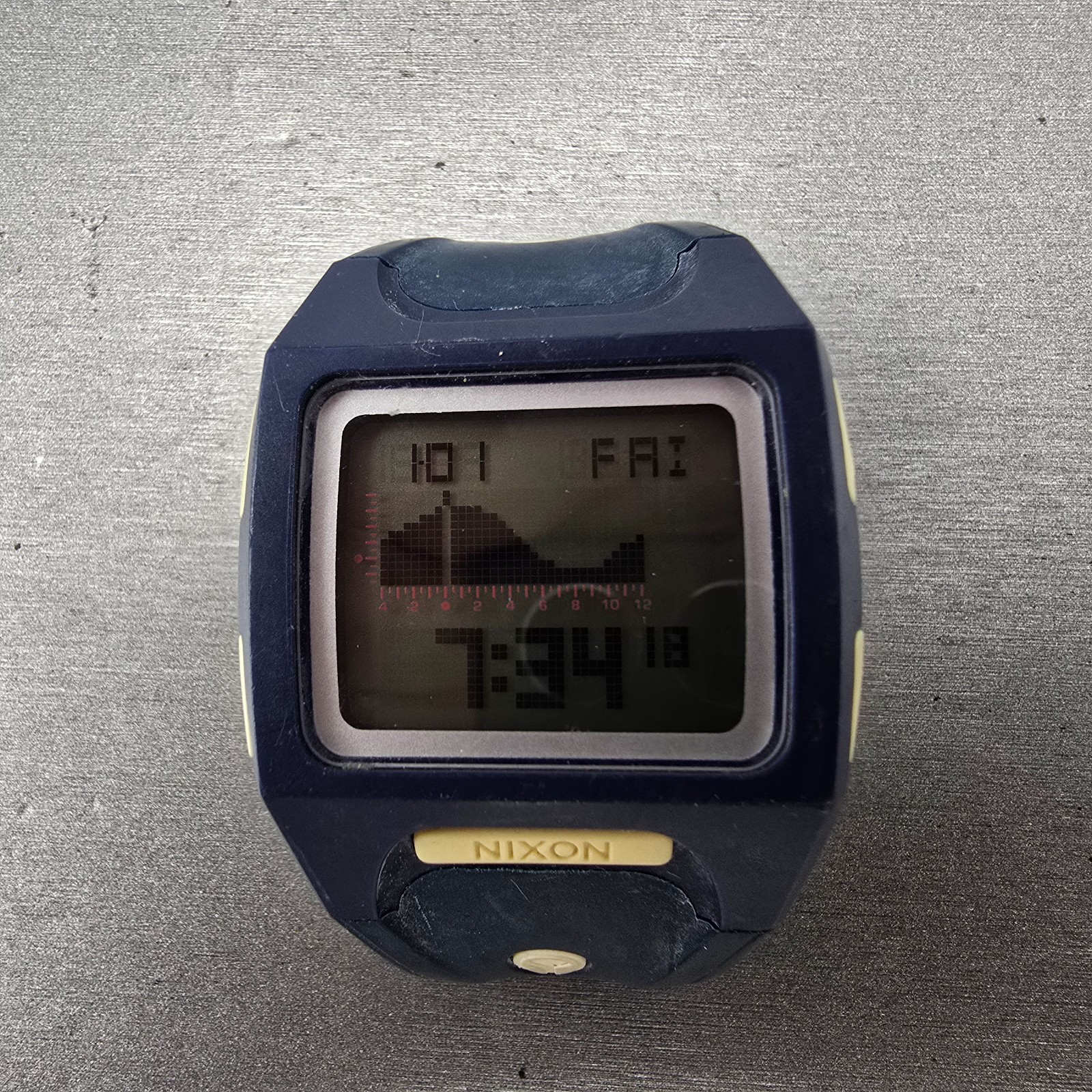 Nixon The Lodown Watch Men 41mm Blue White Digital Tide Alarm Chrono New Batt