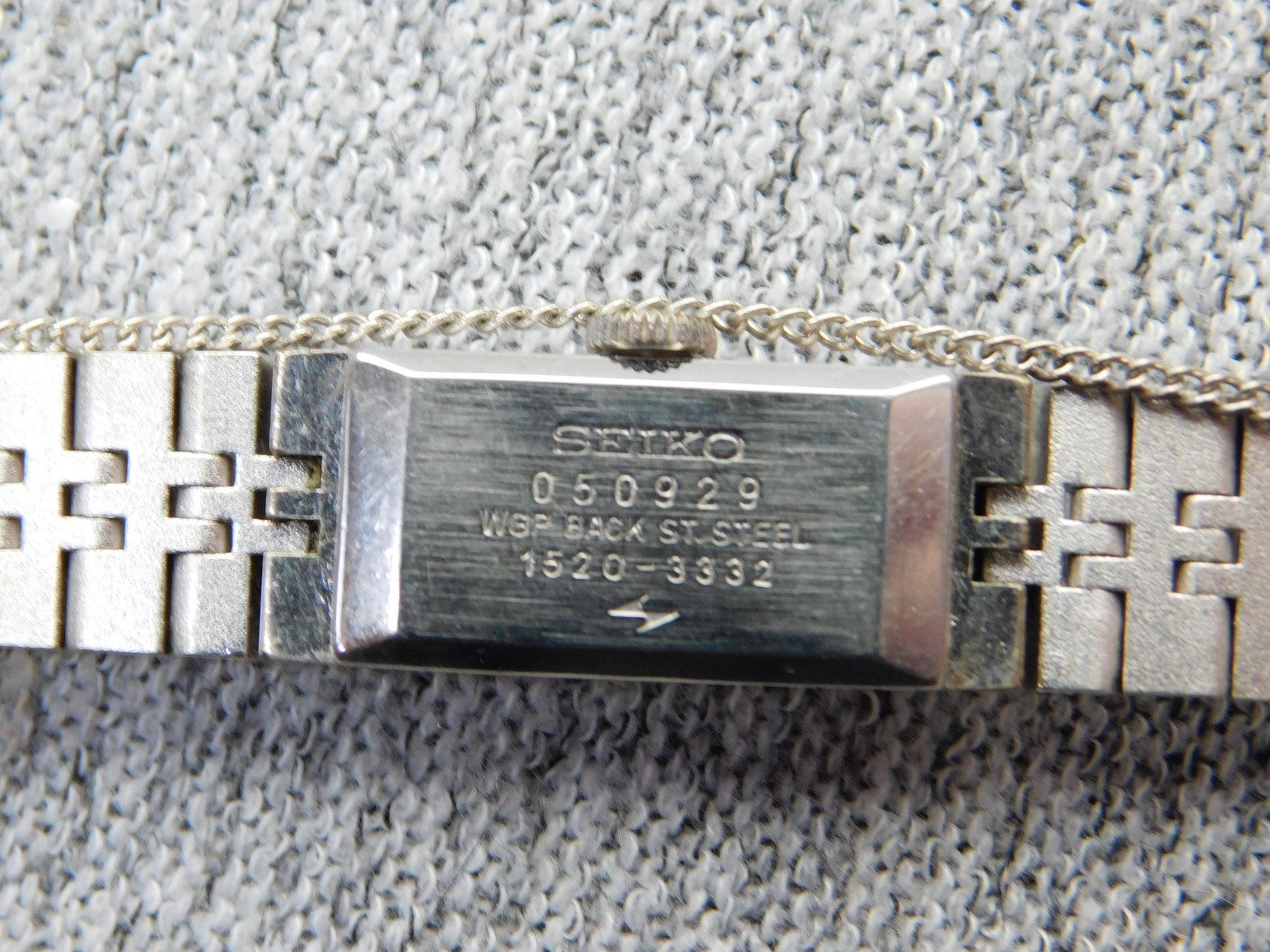 Vintage Seiko Watch Womens Rectangle 16mm White Dial Stainless Steel Bracelet
