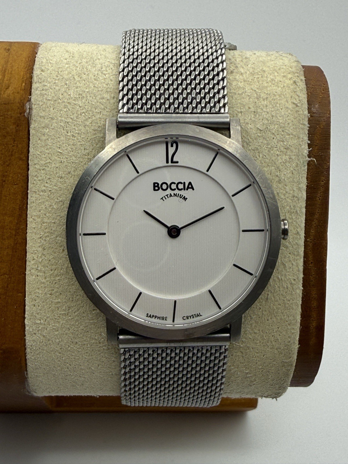 Boccia Titanium Men’s Watch White Dial Sapphire Crystal Japan Quartz Mesh Band