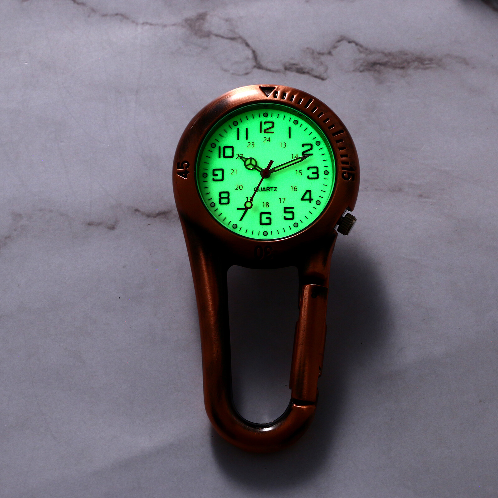 Luminous Carabiner Clip-on Quartz Watch Backpack Fob Belt Doctor Nurse Outdoors