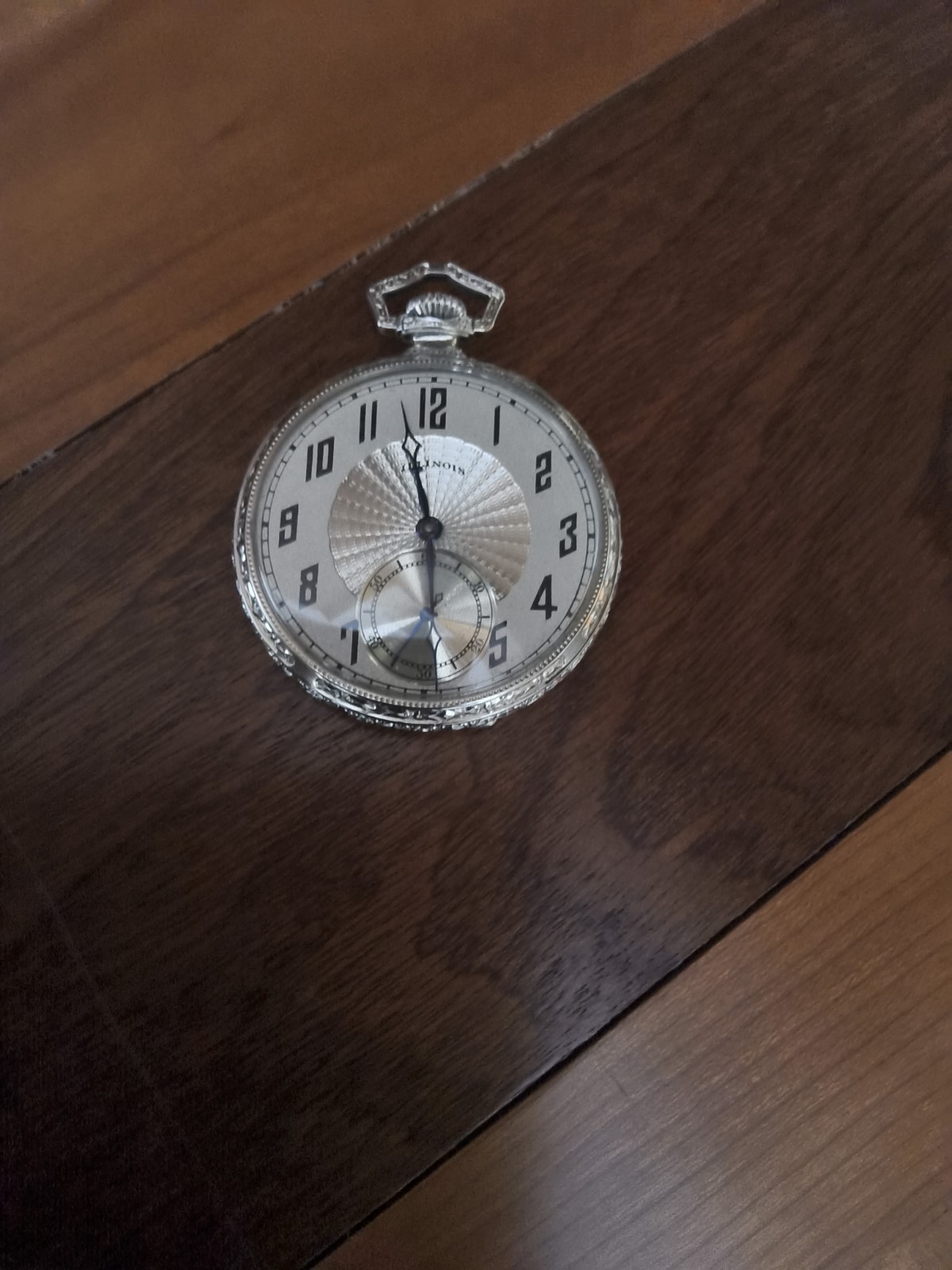 ILLINOIS STERLING SILVER POCKET WATCH & CHAIN