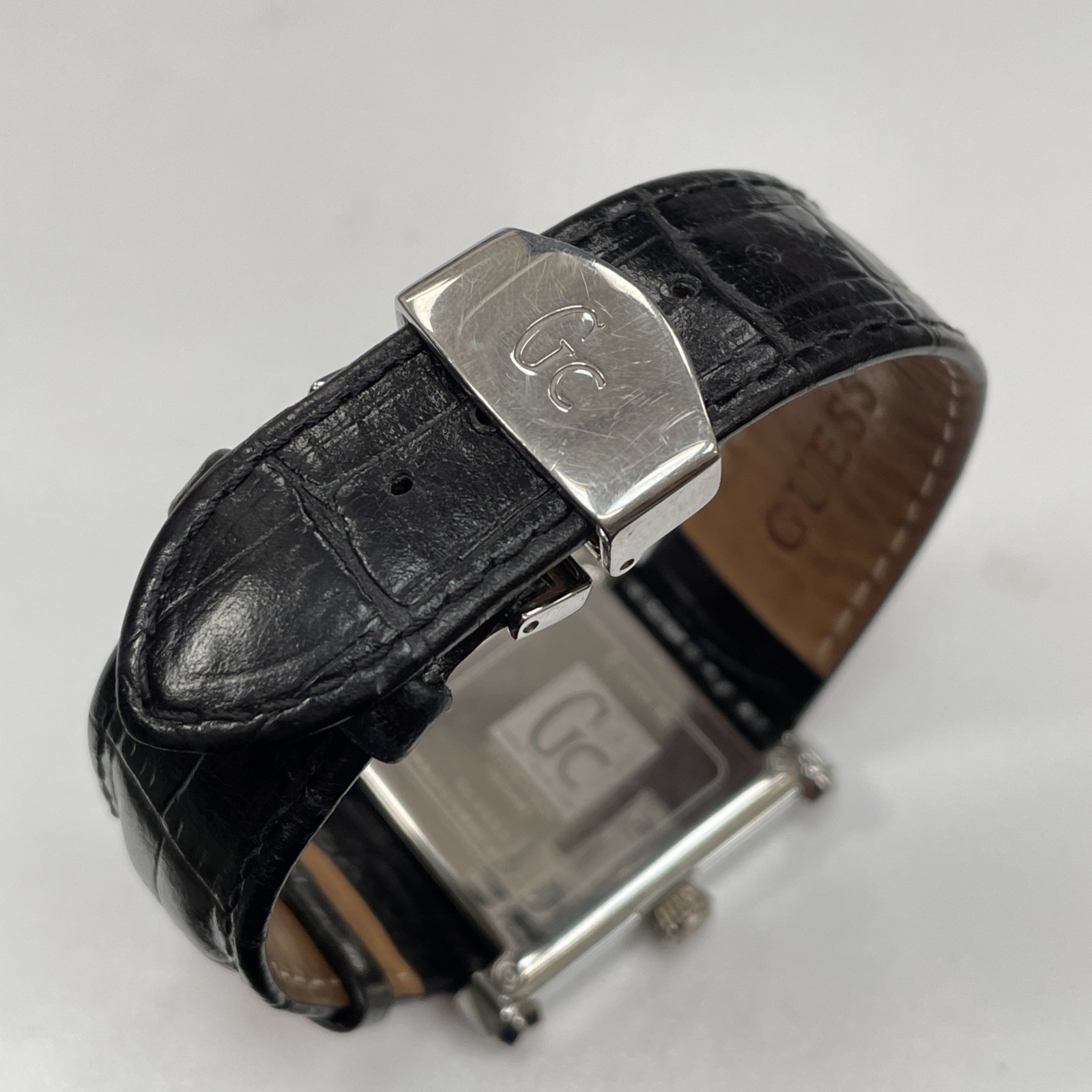 Guess Collection GC Watch Genuine Leather Strap Mens Wristwatch Deployment Clasp