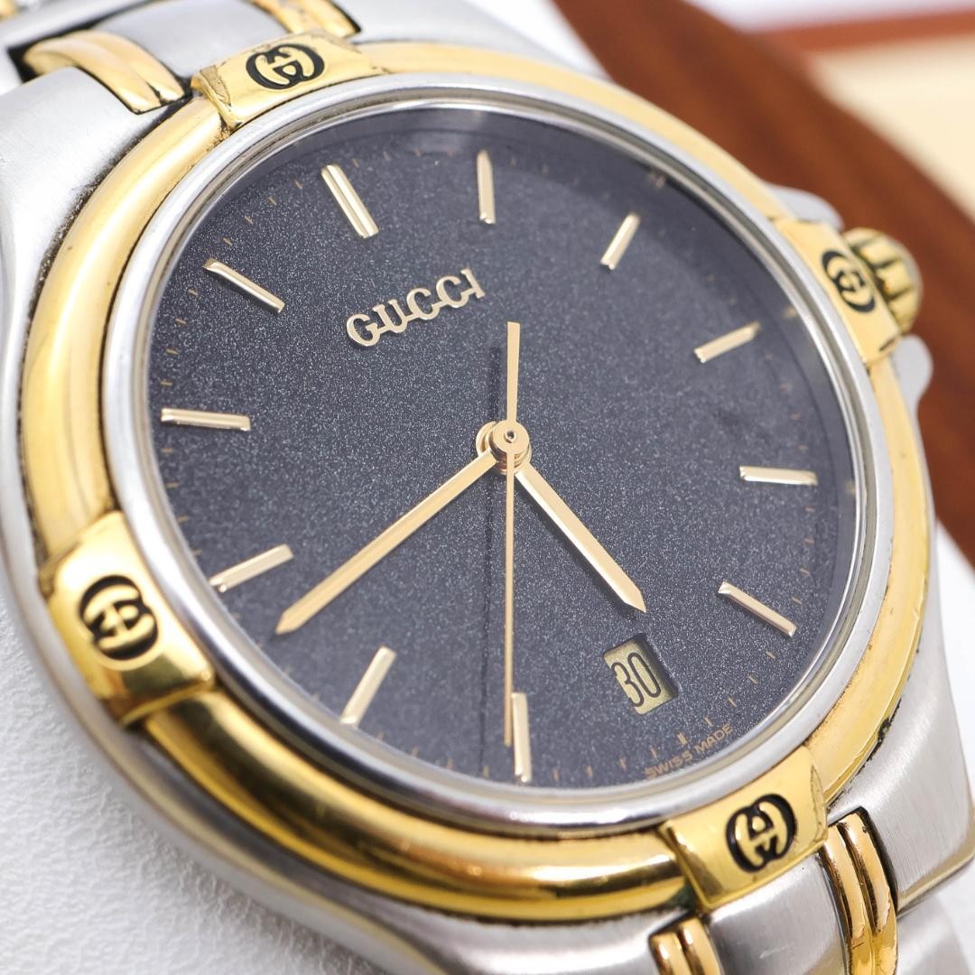 Gucci 9040M Black Stainless Steel Quartz 36mm Mens Watch