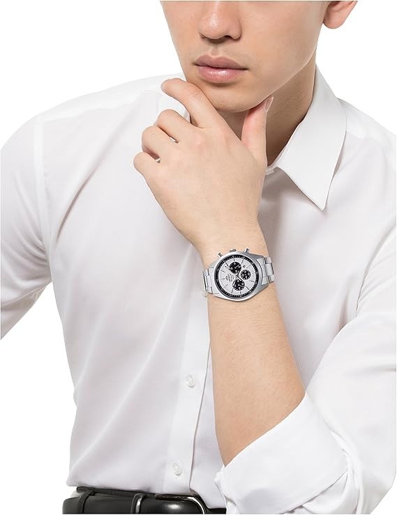 ORIENT WV0041TX Neo 70’s Solar Panda Chronograph White Dial Men’s Watch New