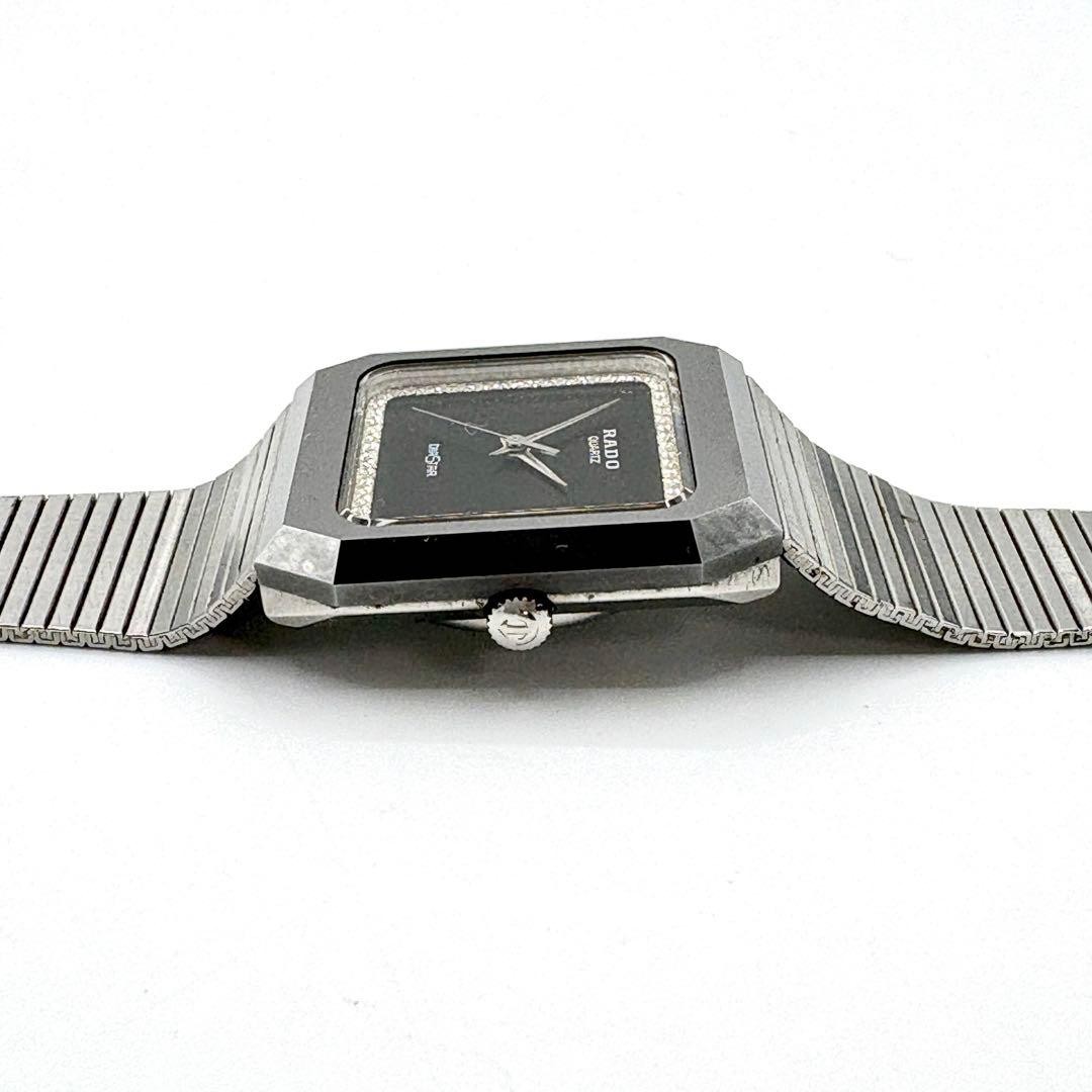 Rado DiaStar 104.0118.3 Quartz Black Dial Vintage Mens Watch Japan