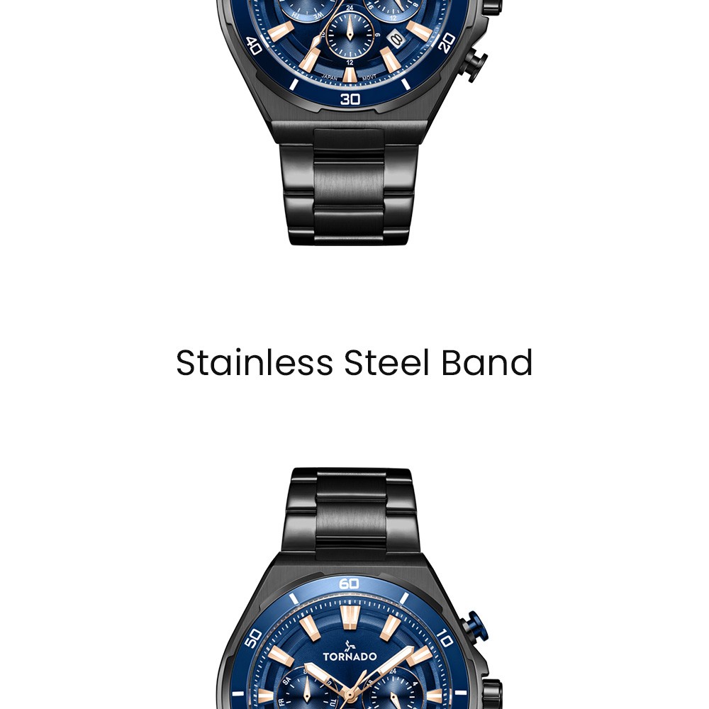 Tornado Strellar X Men’s Multi Function Watch | Blue Dial, 45mm, 100 m (10 ATM)
