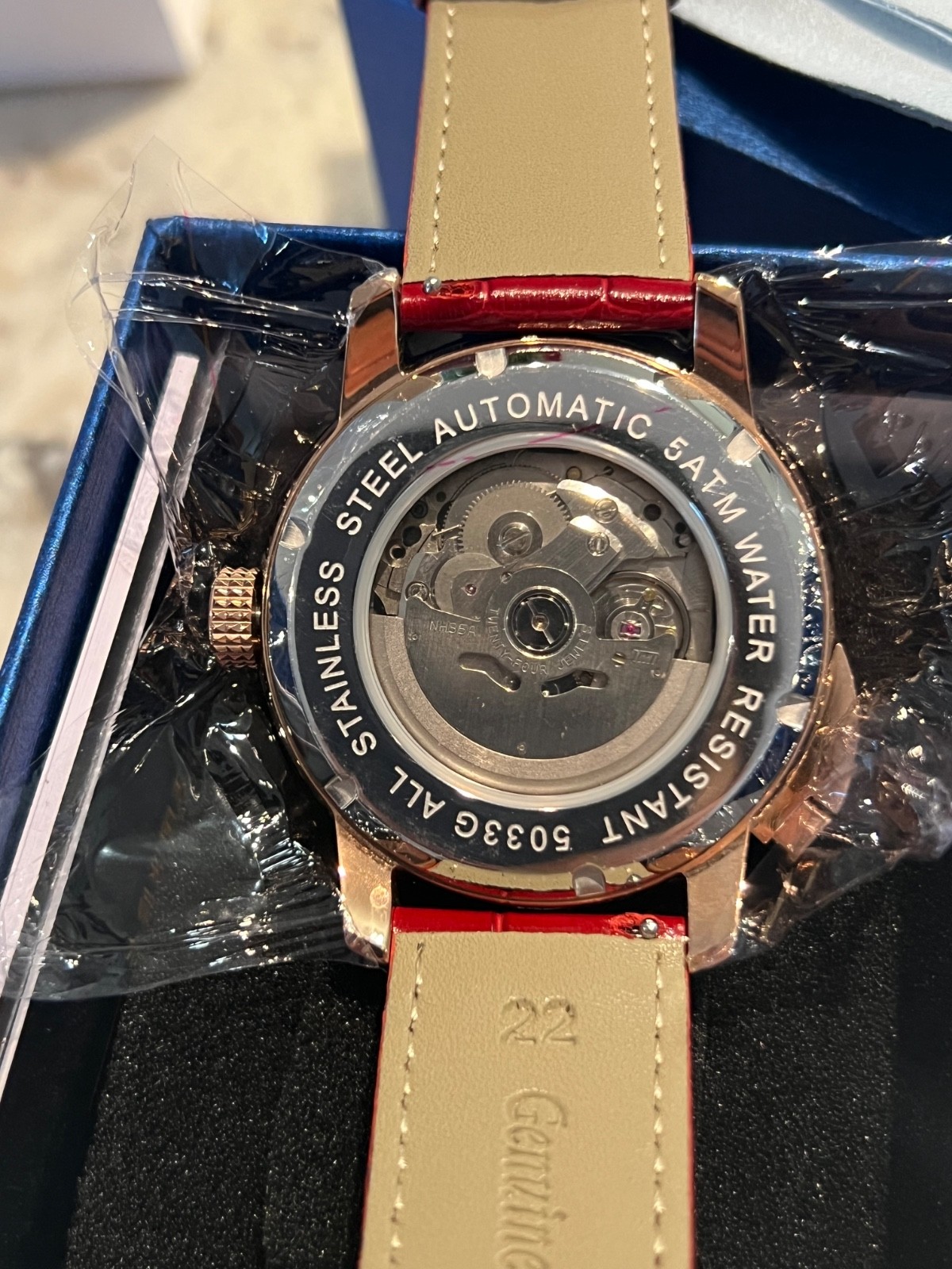 PINDU Men’s Automatic Watch 46mm Casino Roulette Leather Strap Dress Watch