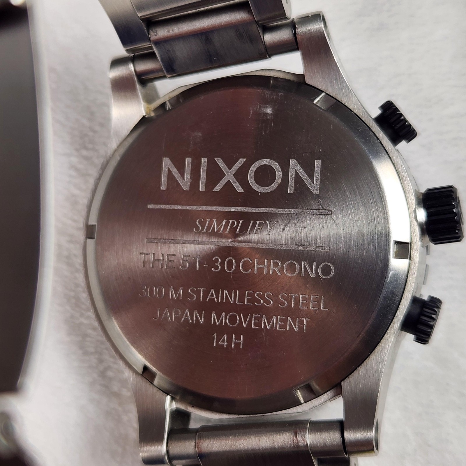 Nixon 51-30 Chrono Simplify Mens Watch 51mm Gray Dial Black Bezel 300M Steel