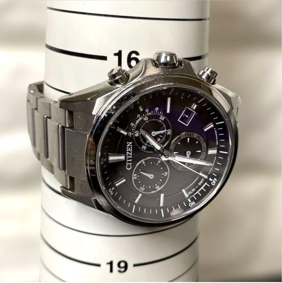 Citizen Attesa AT3050-51E Eco-Drive Radio Chrono Black Dial Titanium Watch Japan