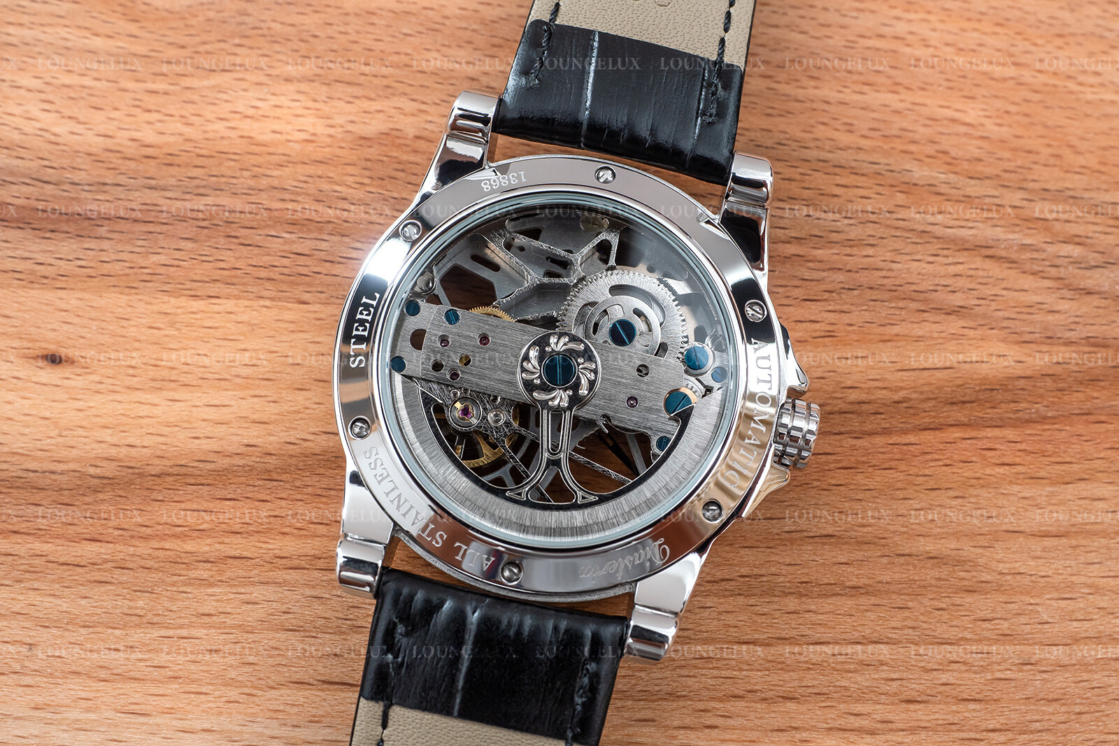 Mens Automatic Mechanical Watch – Silver White Dial Leather DIASTERIA 13868