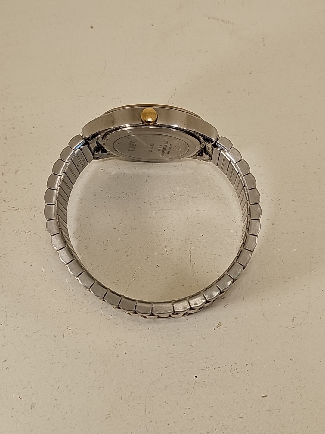 Timex Indiglo Watch WR 30M CR 2016 Cell W/Day & Date SS Stretch Band