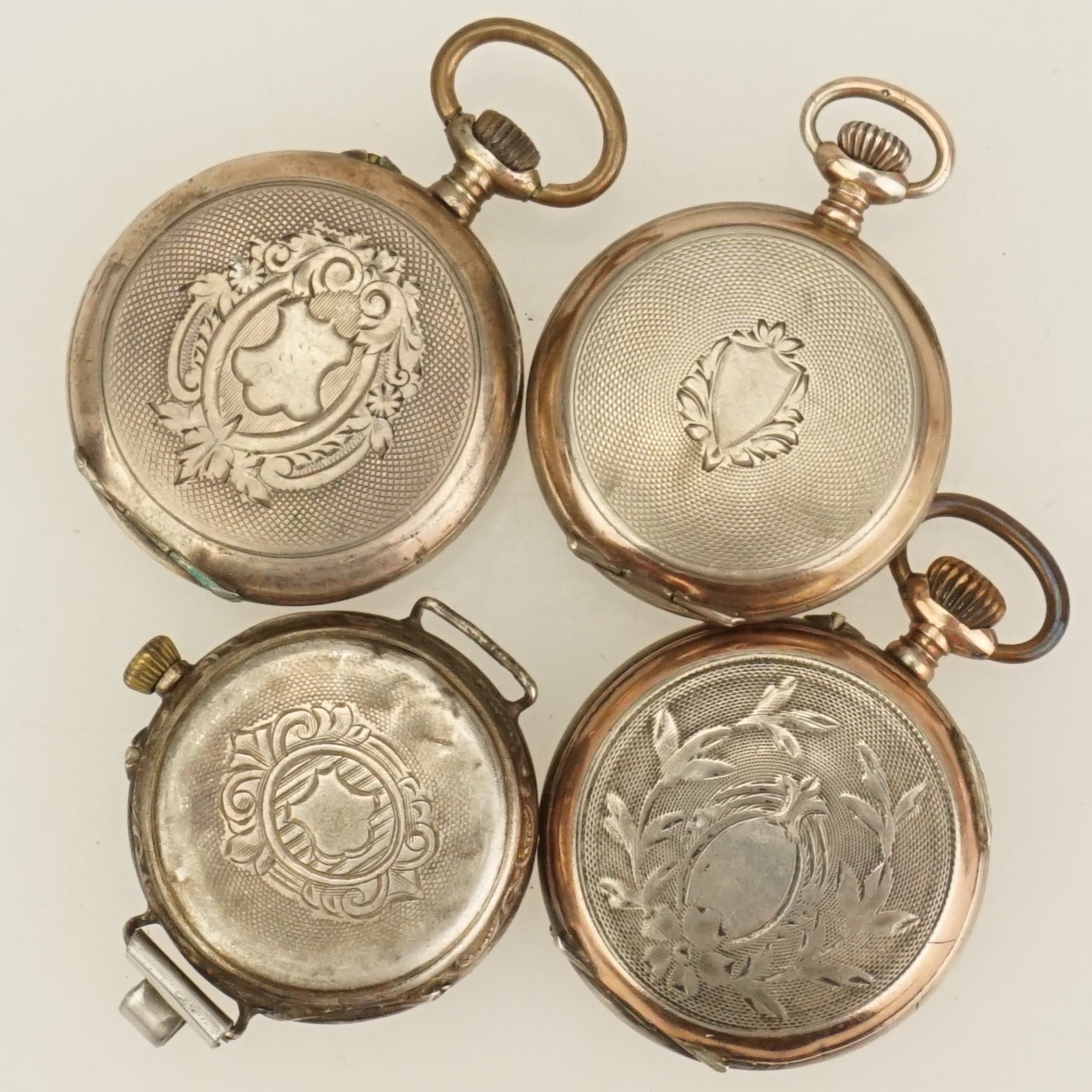 4x Silver Pocket Watch no fusee duplex gold pl wrist repeater chronograph scrap