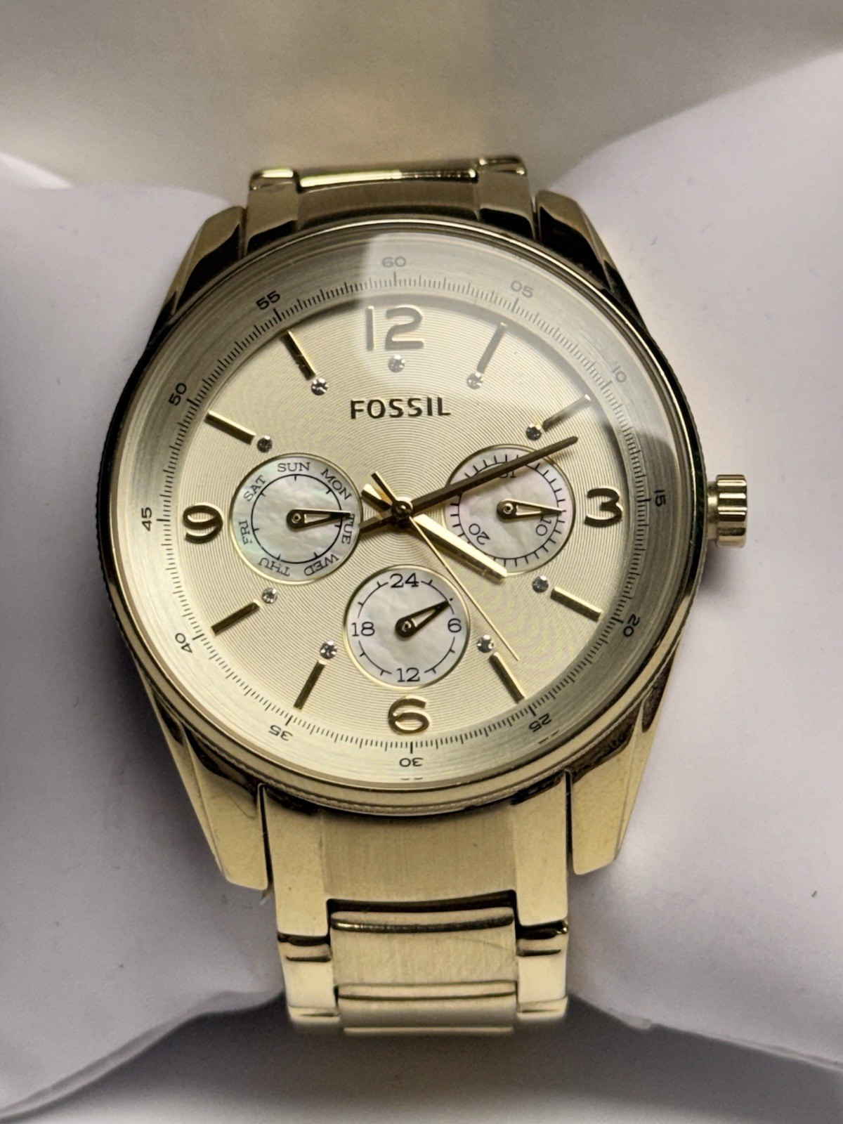 Fossil BQ1071 Gold Tone Multifunction Women’s Watch Day Date 24H