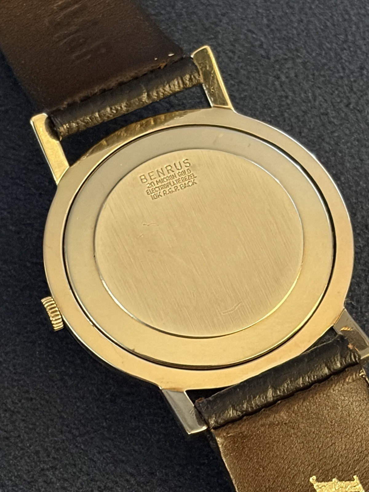 Benrus Shock-Absorber Shock-Resistant Gold Plated Gray Dial Watch