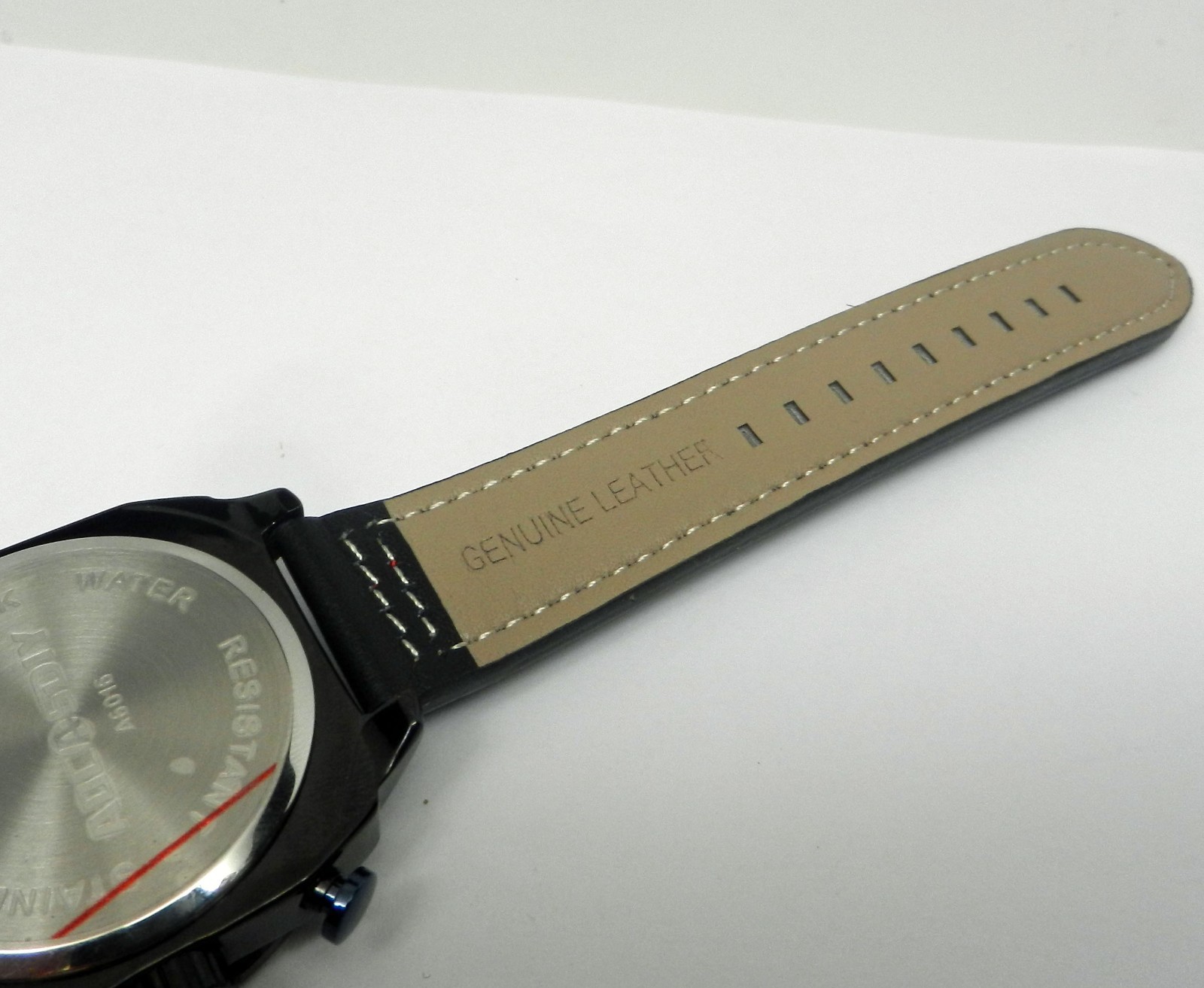 Men’s 45mm Black Textured Chronograph Date Dial W/ Leather 24HR Dial Sport Watch