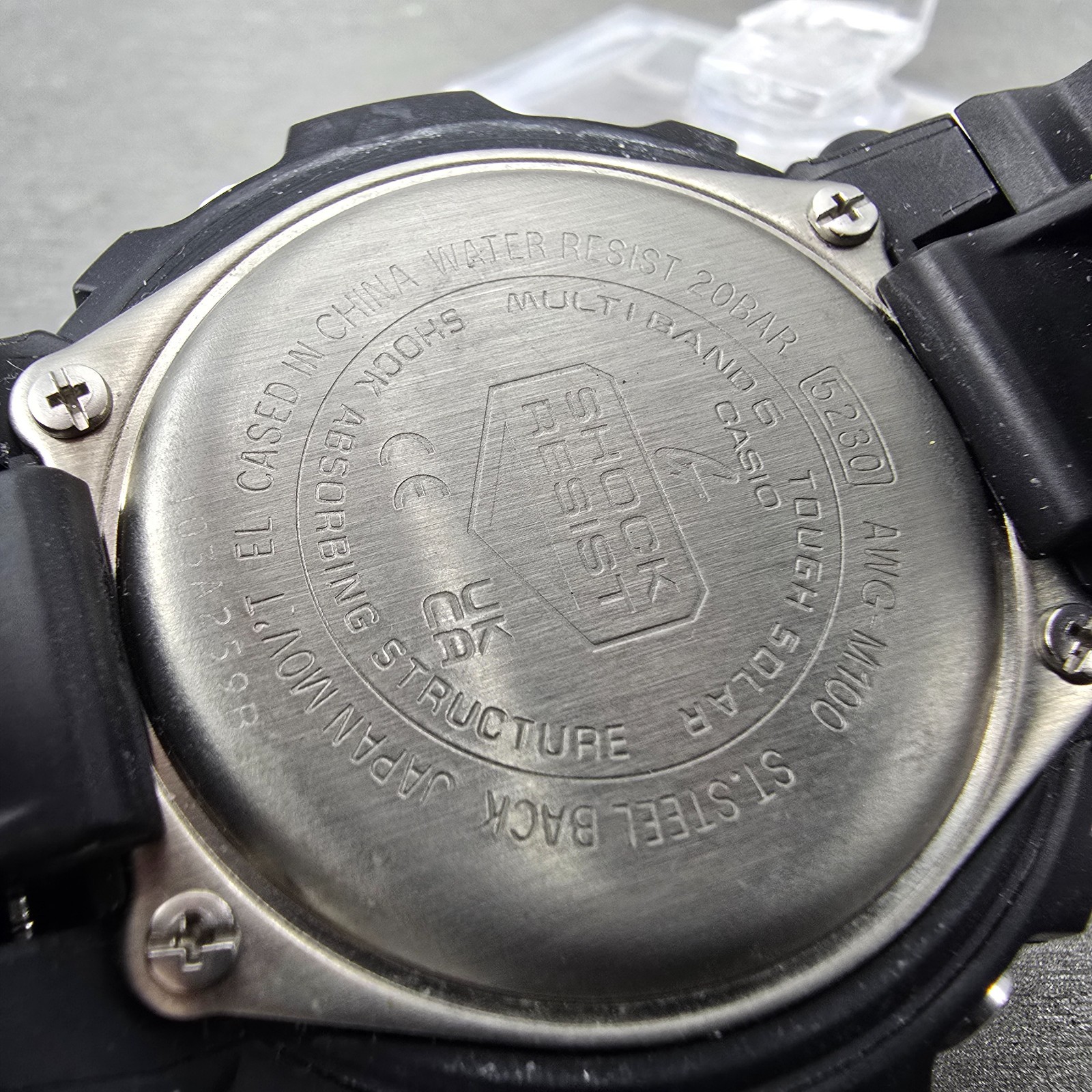 Casio G-Shock AWG-M100 Watch Men 47mm Black Silver Alarm Chrono Solar Works