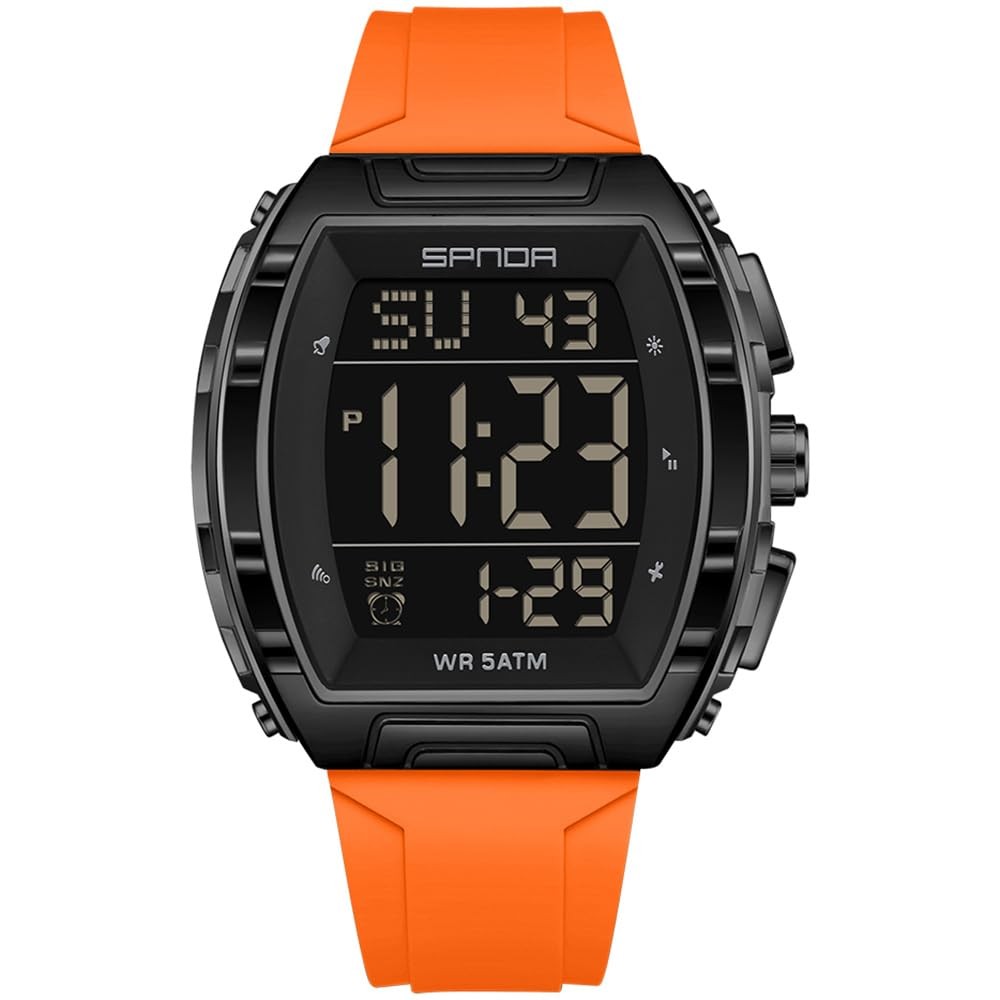 Luxury Men’s Digital Watch Tonneau Shape Dual Time 5ATM Waterproof Countdown …