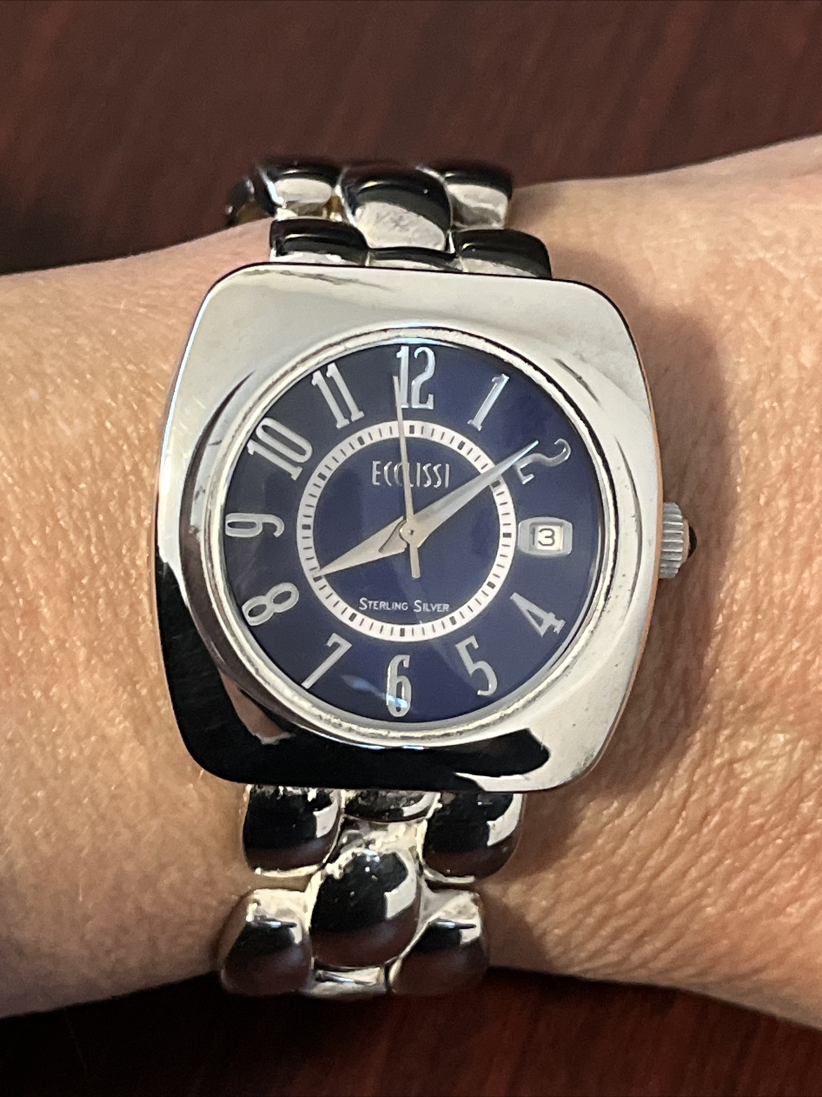 Ecclissi Sterling Silver Link Bracelet Watch 87 Grams