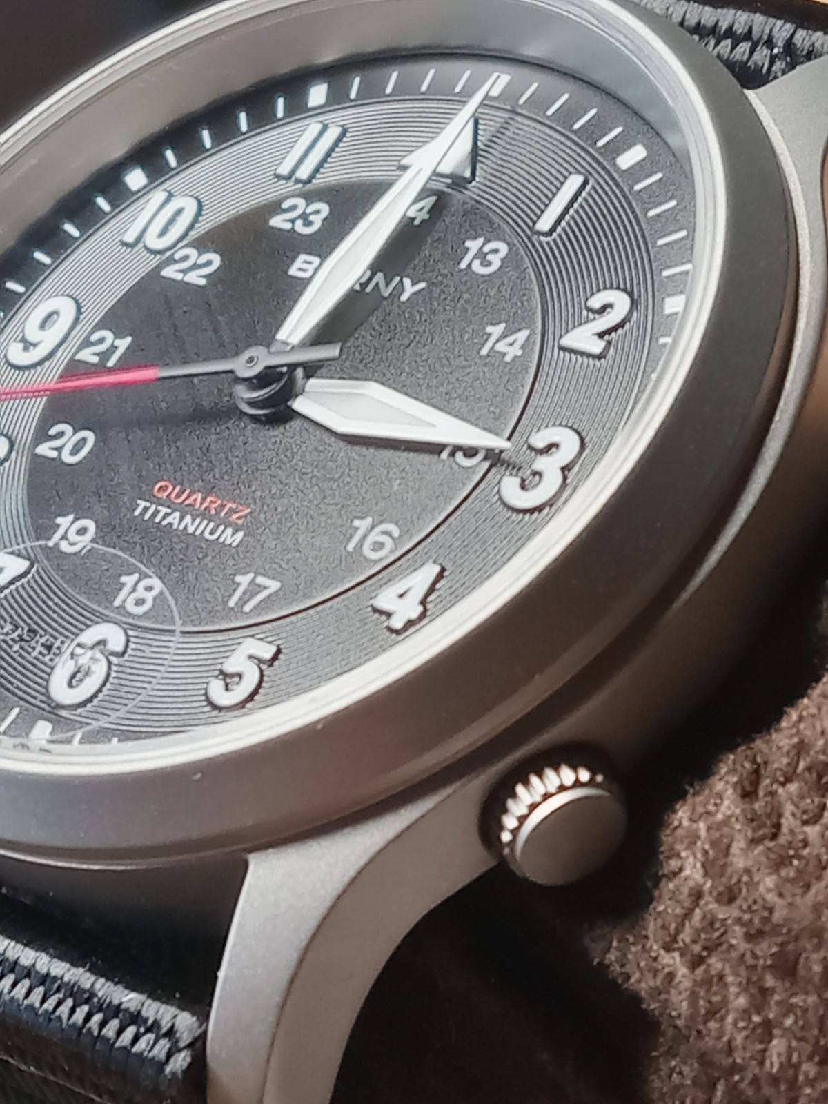 BERNY T2596 37mm Titanium AR Sapphire 50M Military 24hr Luminous Dial Seiko VH31