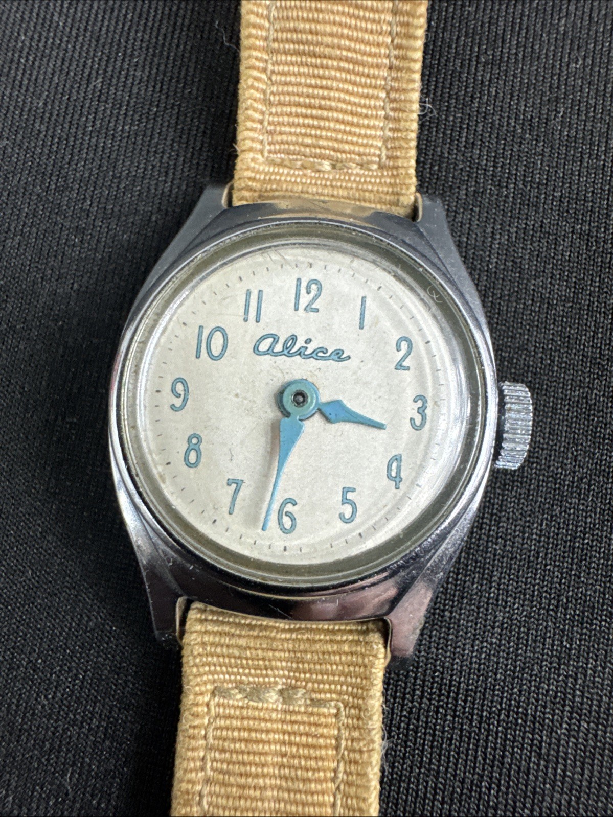 Vintage US Time “Alice” Girls Watch – Running – Original Cloth Strap