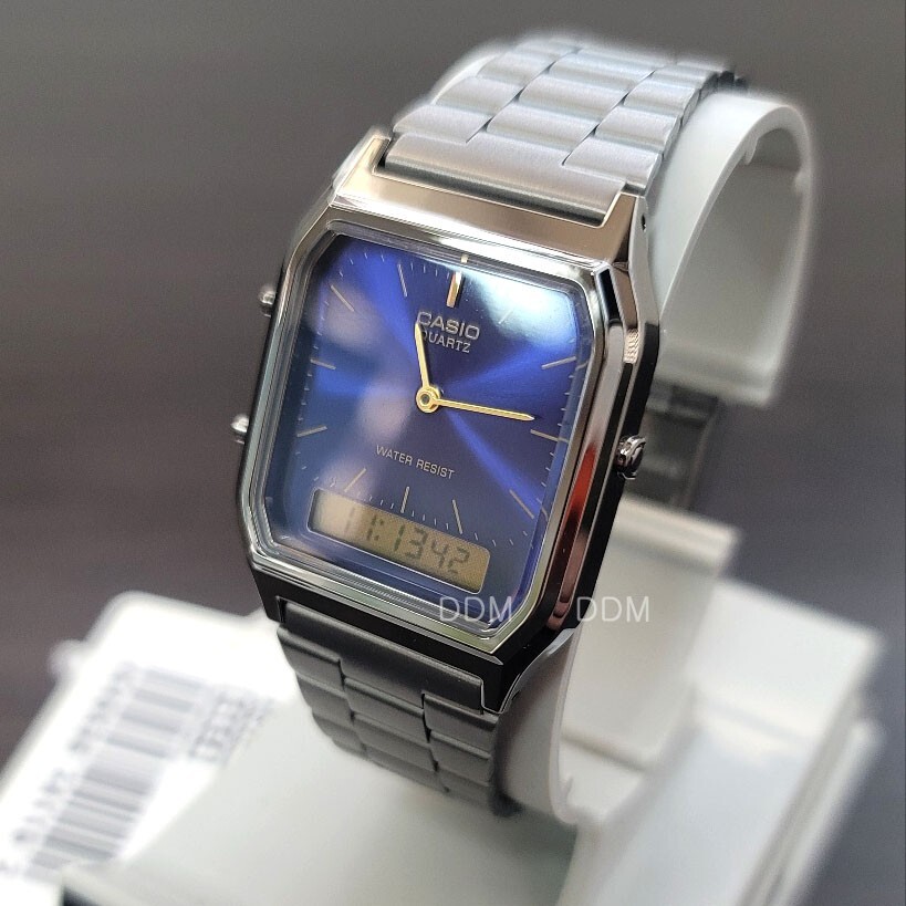 Casio Unisex Wrist Watch metal band Blue AQ-230GG-2A Original New