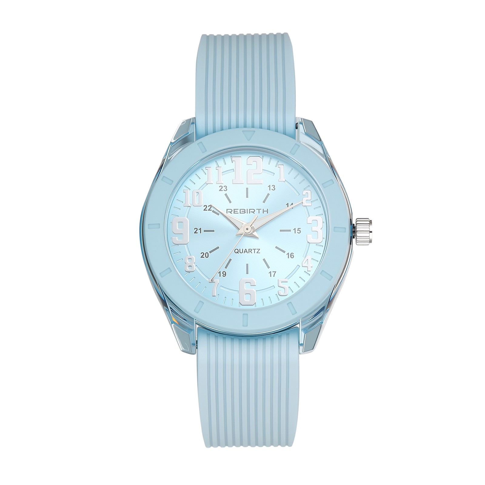 Women’s Minimalist Waterproof Luminous 24-Hour Scale Silicone Band Wrist Watch
