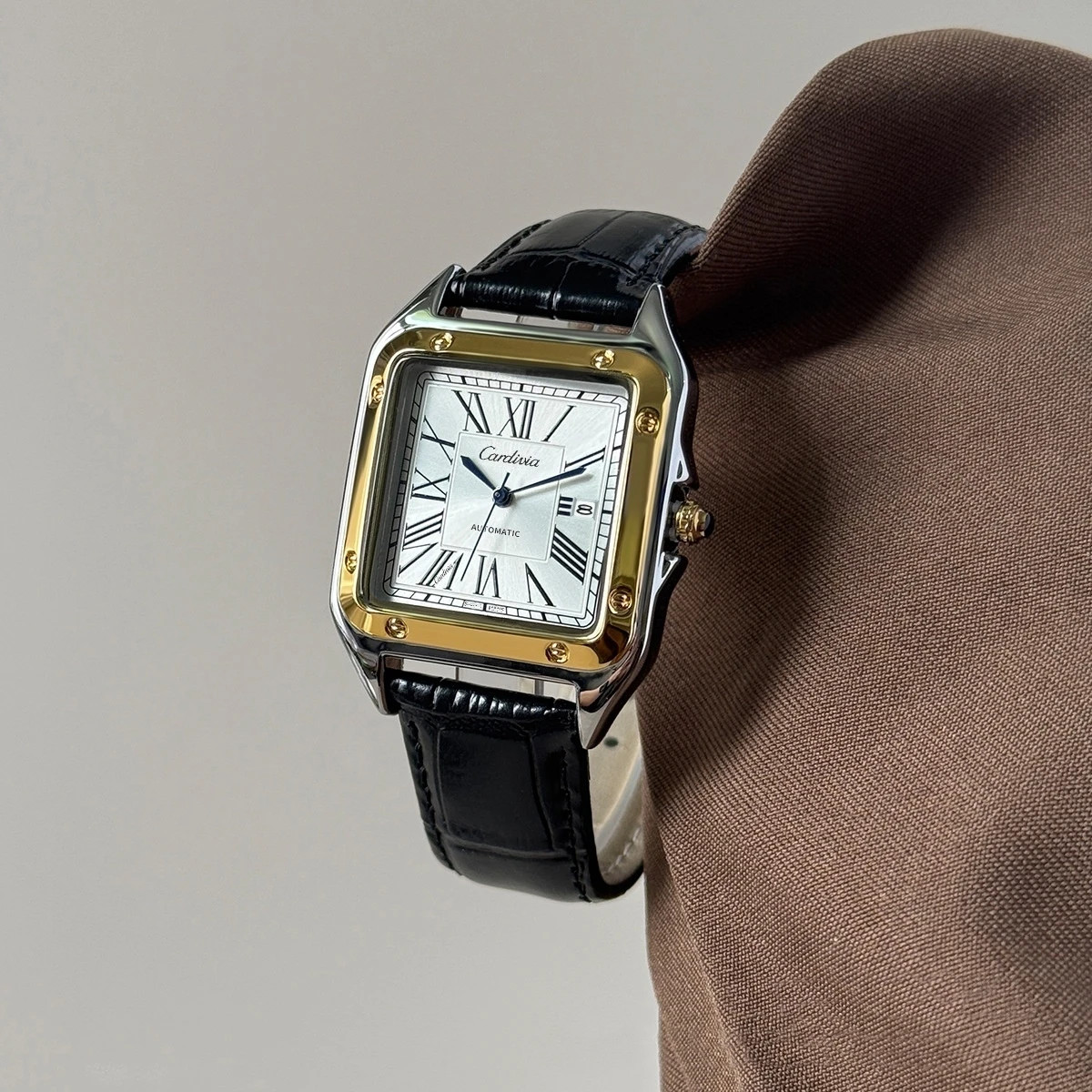 Women’s Square Watch Roman Dial Leather Strap Waterproof Dress Watch