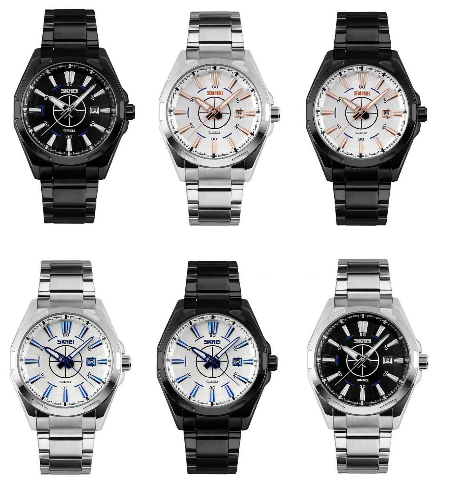 Skmei Mens Watch Formal Luxury Analogue Watches Silver Stainless Steel Date