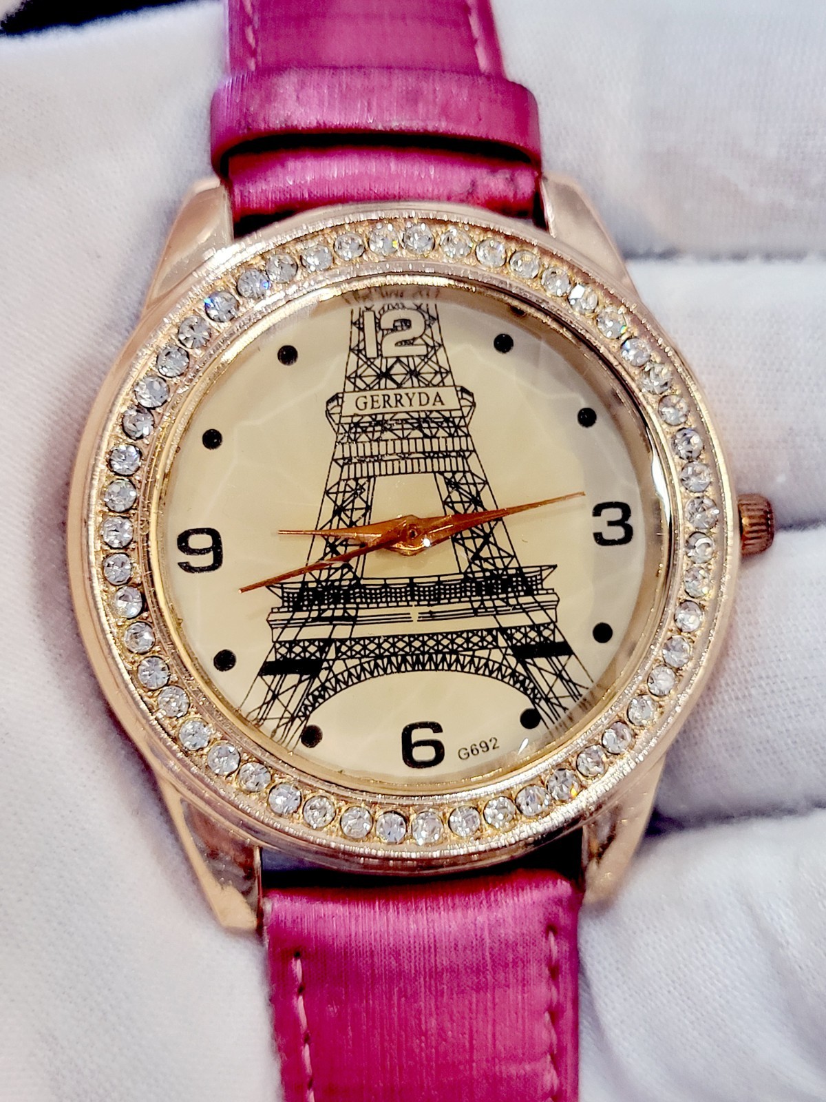 Eiffel Tower Diamond Bezel Women’s Watch New Battery And Band [WORKS] 42mm