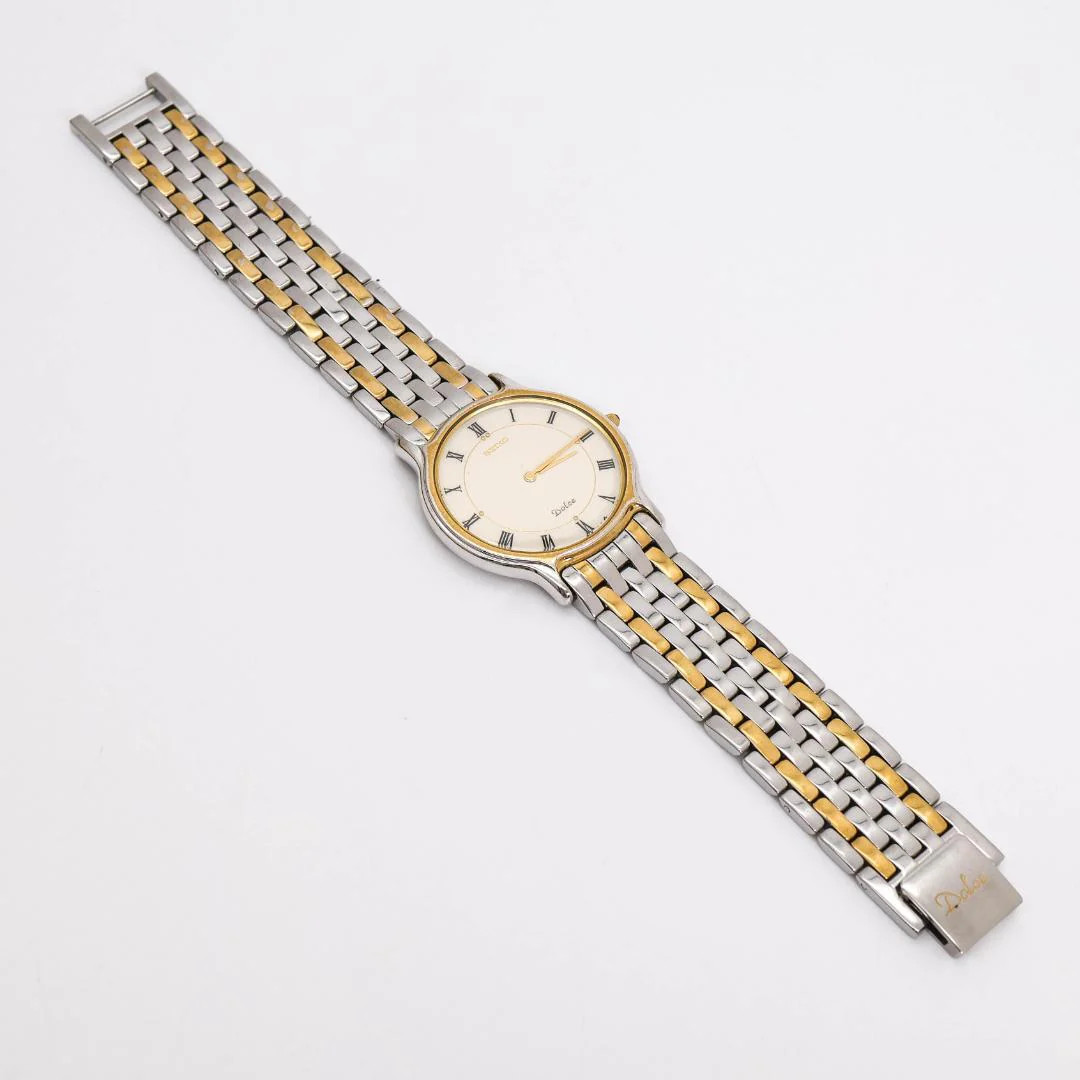 SEIKO Dolce Quartz Two-Tone White Dial Roman Numerals 35x31mm